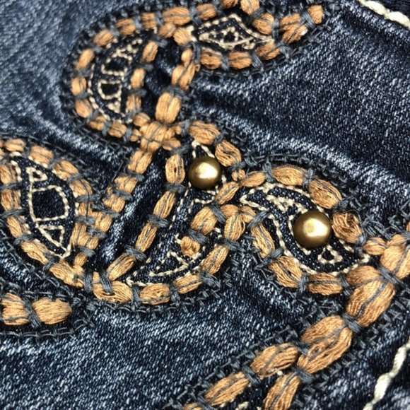 VINTAGE SEVEN7 SKINNY JEANS 29x29 EMBROIDERED POCKETS ❤️ - Picture 9 of 12
